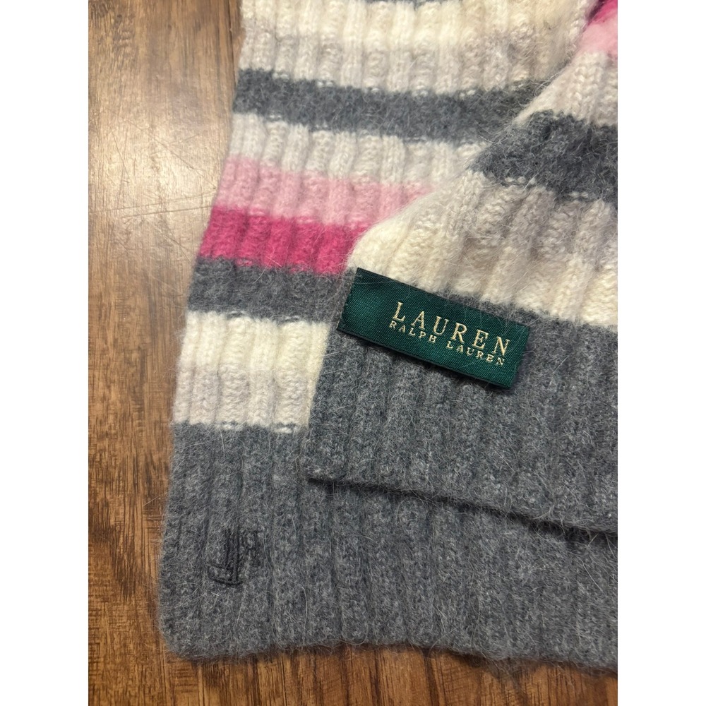Lauren Ralph Lauren Striped Wool Angora Blend Scarf‎ 6" by 51" quiet luxury soft - Picture 7 of 7
